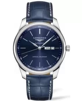 Longines Master Collection Automatic 42mm Blue Dial Blue Leather Strap Mens Watch L2.920.4.92.0 L2.920.4.92.0