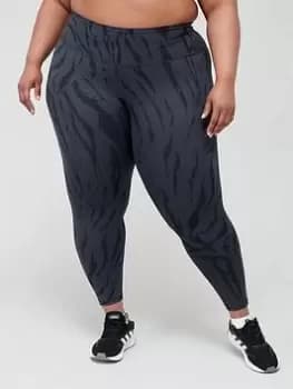 adidas Optime Training Icons Printed 7/8 Leggings (Plus Size) - Grey/Black, Grey/Black, Size 1X, Women