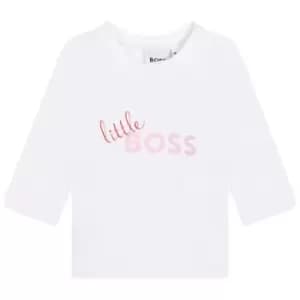 Boss Long Sleeve Logo T Shirt - White