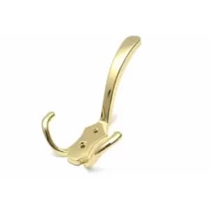 Triple Hat Coat Hanger Hook Door Wall Bath With Fixings - Colour Gold - Pack of 10