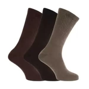 Unisex Big Foot Comfort Fit Diabetic Socks (3 Pairs) (UK Shoe 11-14, EUR 45-49) (Tan/Brown/Dark Brown)