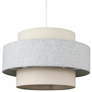 Minisun - Weaver Tiered Ceiling Pendant Light Shade - Cream & Grey - No Bulb