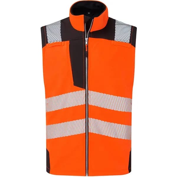 Portwest PW3 Hi Vis Softshell Gilet PW325OBR4XL Colour: Orange / Black