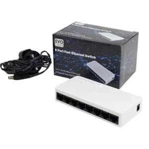 Evo Labs 8 Port 10/100 Fast Ethernet Switch UK Plug