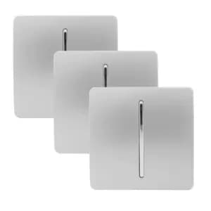 Trendi Switch 1 Gang 2 Way 10 Amp Rocker Light Switch in Screwless Silver (3 Pack)
