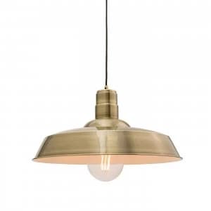 1 Light Dome Ceiling Pendant Gloss Antique Brass Plate, E27