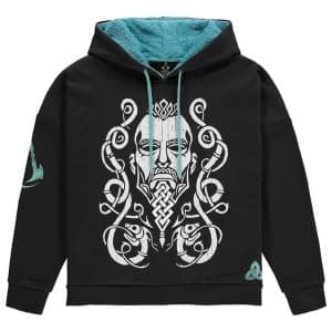 Assassins Creed - Tribal Face Womens Large Sweatshirt - Black/Turquoise