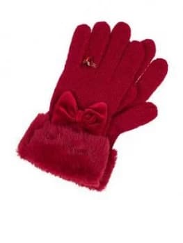 Monsoon Girls Bow Diamond Ring Glove - Red