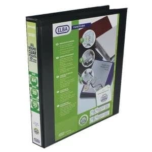 Elba Panorama 25mm 2 D-Ring Presentation Binder A4 Black Pack of 6