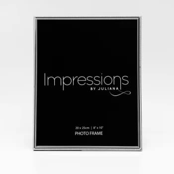 8" x 10" - Silver Plated Photo Frame with Beaded Edge