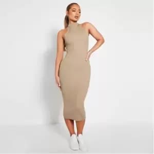 I Saw It First High Neck Racer Midaxi Dress - Green