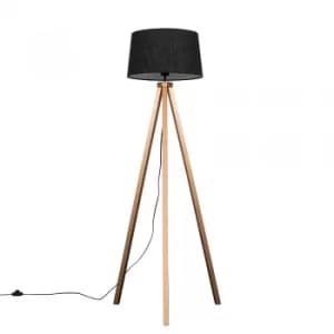 Barbro Copper Tripod Floor Lamp With Doretta Black Shade