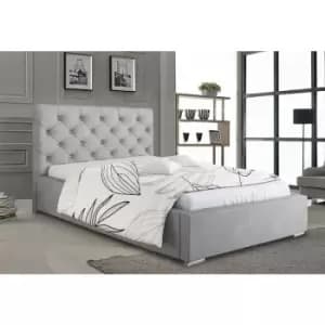 Envisage Trade - Hillary Upholstered Beds - Plush Velvet, Double Size Frame, Silver - Silver