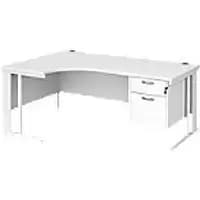 Dams International Left Hand Ergonomic Desk MCM18ELP2WHWH 1,800 x 1,200 x 725 mm