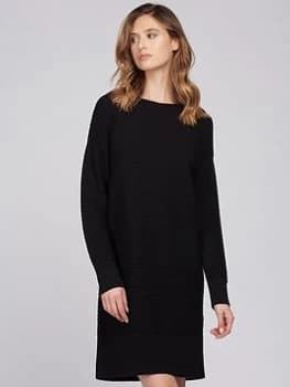 Barbour International Picton Zip Shoulder Rib Knit Dress - Black, Size 12, Women