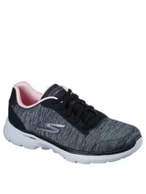 Skechers Go Walk 6 Heathered Mesh Lace-up Trainers, Black, Size 4, Women