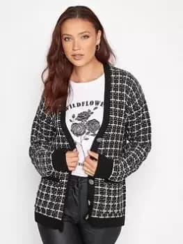 Long Tall Sally Black Boucle Cardigan, Black, Size 14-16, Women