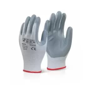NITRILE FOAM POLY GLOVE 08 MED - Grey - Grey - Click