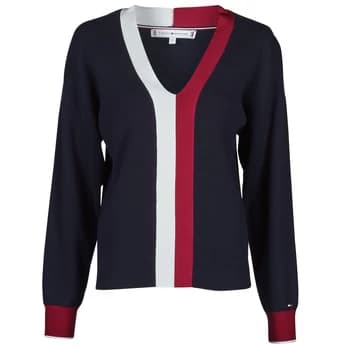 Tommy Hilfiger GLOBAL STRIPE V-NK SWEATER womens Sweater in Multicolour - Sizes S,M,L,XL,XS