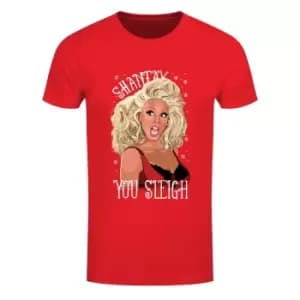 Grindstore Mens Shantay You Sleigh Drag Queen Christmas T-Shirt (3XL) (Red)