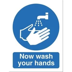 Stewart Superior NS022 Self Adhesive Vinyl Sign 150x200mm Now Wash Your Hands