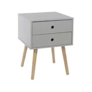 scandia, 2 drawer & wood legs bedside cabinet BSG110