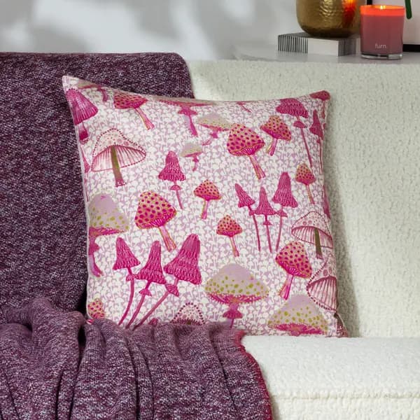 Mushroom Fields Cushion Lilac, Lilac / 45 x 45cm / Polyester Filled