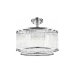 Impex Antigua 5 Light Semi Flush Ceiling Light Chrome Crystal