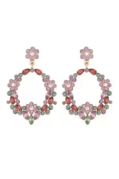 Rose Gold Pink Tonal Floral Forward Facing Earrings