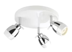 Marine 3 Light Flush Bathroom Ceiling Light White, Chrome IP44, GU10