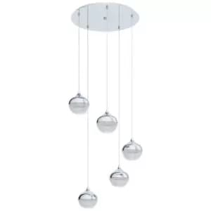 Netlighting Mioglia 5 Lamp Cluster Pendant Ceiling Light Chrome