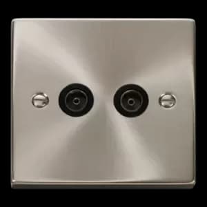Click Scolmore Deco 2 Gang Non-Isolated Co-Axial Socket - VPSC066BK