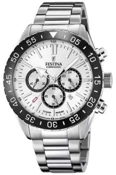 Festina F20575/1 Mens Steel Chrono White Dial & Black Watch