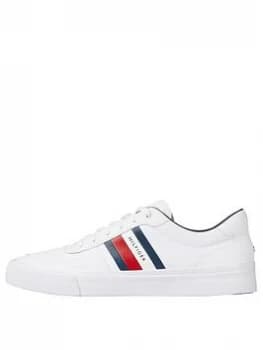 Tommy Hilfiger Core Corporate Stripes Trainers - White, Size 40, Men