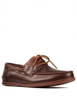 Clarks Pickwell Sail Lace Up Shoes - Tan, Size 7, Men