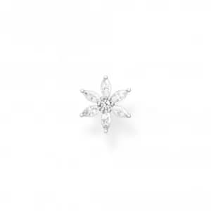 Silver Zirconia White Flower Single Ear Stud H2196-051-14