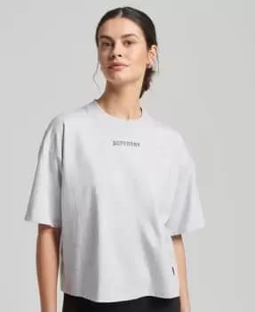 Superdry Womens Code Tech Oversized Boxy T-Shirt Grey / Cadet Grey Marl - Size: 16