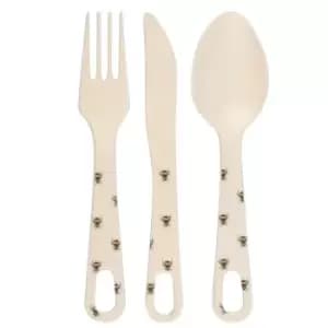 Allover Bee Bamboo Cutlery Set