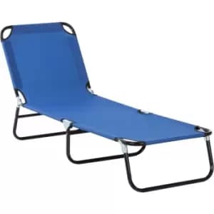 Folding Lounge Chair Outdoor Chaise Lounge for Bench Patio Blue - Outsunny