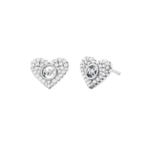 Michael Kors Sterling Silver Pave Heart Stud Earrings