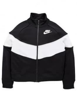 Nike Sportswear Girls Heritage Colour Block Full Zip Jacket - Black/Grey