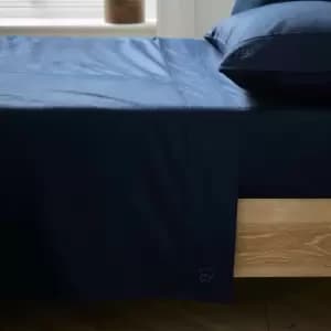 Ted Baker 250 Thread Count Plain Dye Double Flat Sheet, Navy