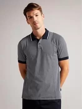 Ted Baker Striped Panel Polo Shirt, Navy, Size 3, Men