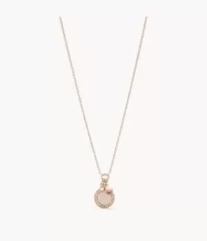 Fossil Women Halo Rose Gold-Tone Steel Pendant Necklace