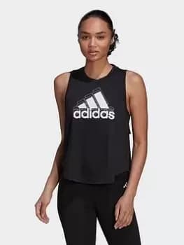 adidas AEROREADY Made for Training Logo Graphic Racerback Tank Top, Black/White, Size 2Xs, Women
