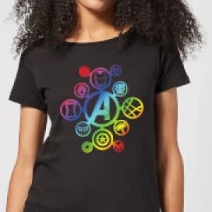 Avengers Rainbow Icon Womens T-Shirt - Black