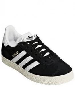 adidas Originals Gazelle Childrens Trainer - Black/White, Size 10