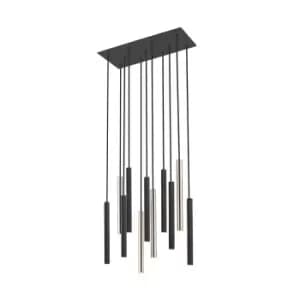 Loya Integrated LED 11 Light Cluster Pendant Ceiling Light, Matt Black, French Gold