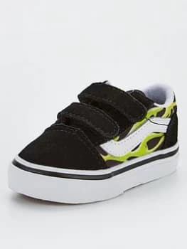 Vans Toddler Old Skool V Flame - Black/White, Size 4