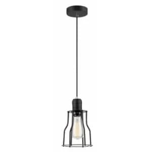 Italux Moshi - Industrial And Retro Hanging Pendant Black 1 Light with Cage Shade, E27